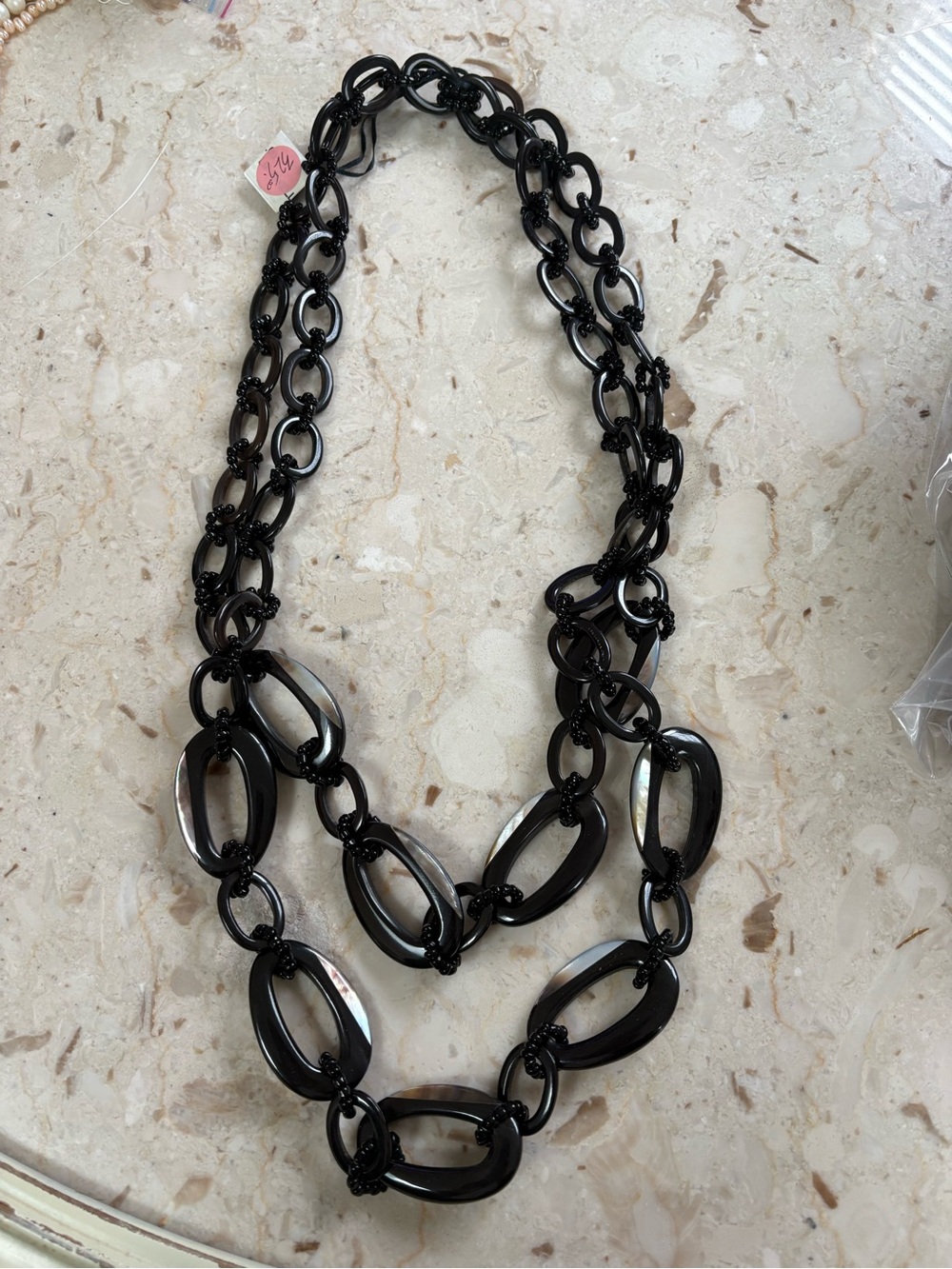 Black Multi-Strand Oval Link Necklace - Sleek Statement Jewelry